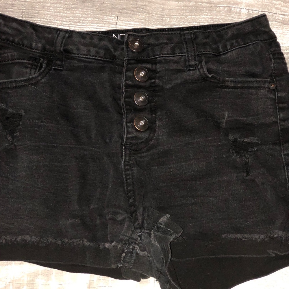 Black ripped jean shorts